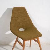 Chair in wood and ochre fabric, c.1960