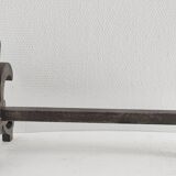 Pair of vintage steel fleur-de-lys andirons