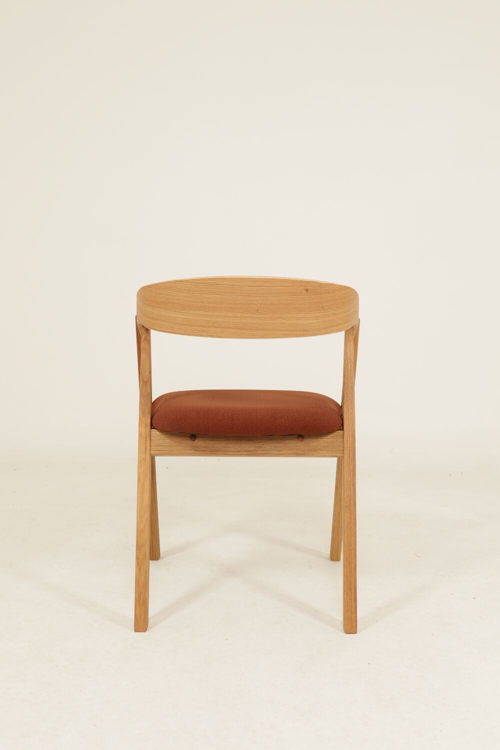 Set of 6 Dining Chairs – Natural Oak & Terracota Upholstery