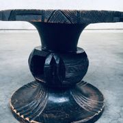 Handcrafted Low Stool in Carved Stained Wood, Africa, 1950s