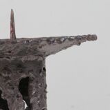 Brutalist wrought iron candlestick, European craftsmanship, 1960s