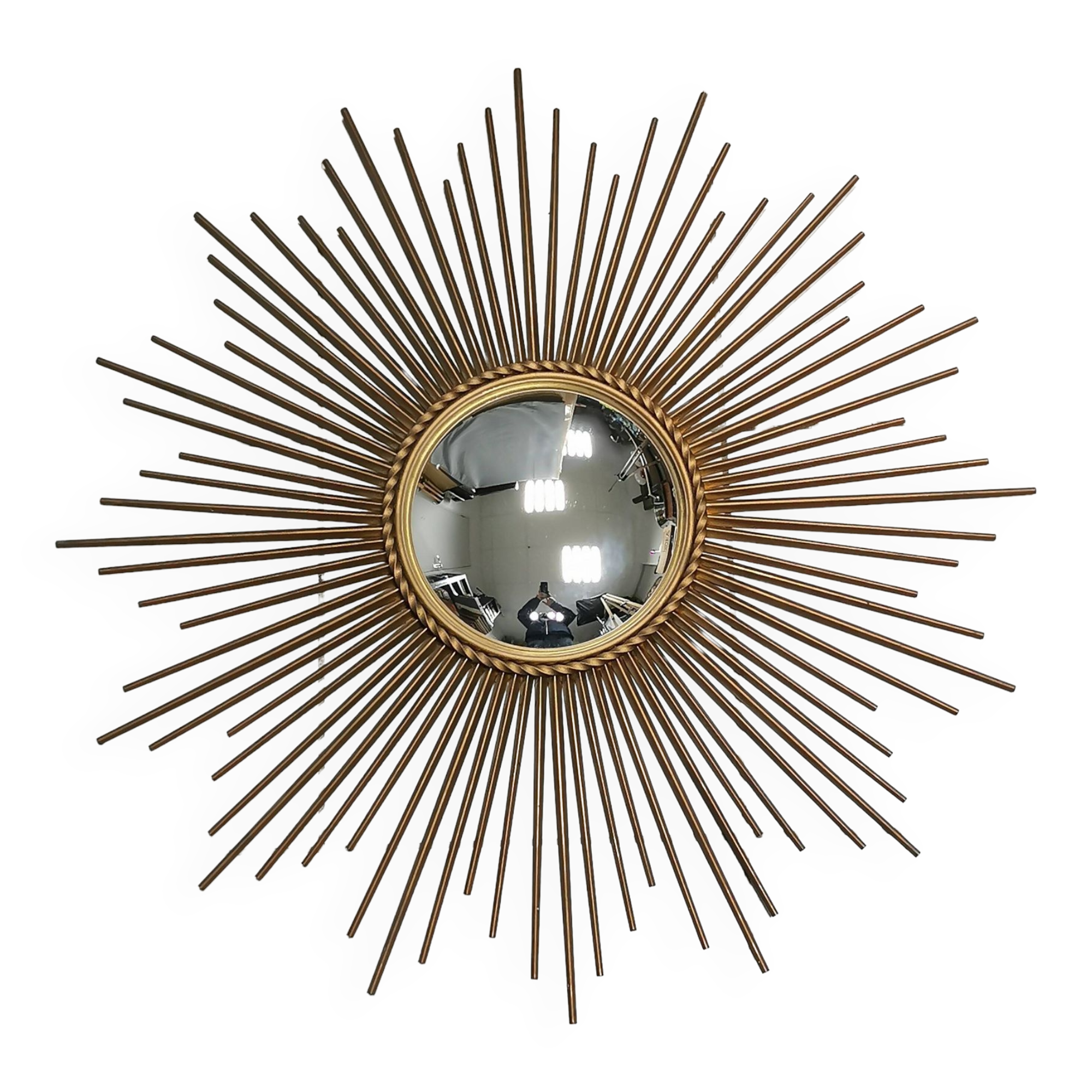 Large vintage mirror chaty vallauris 80 cm, sun, witch's eye