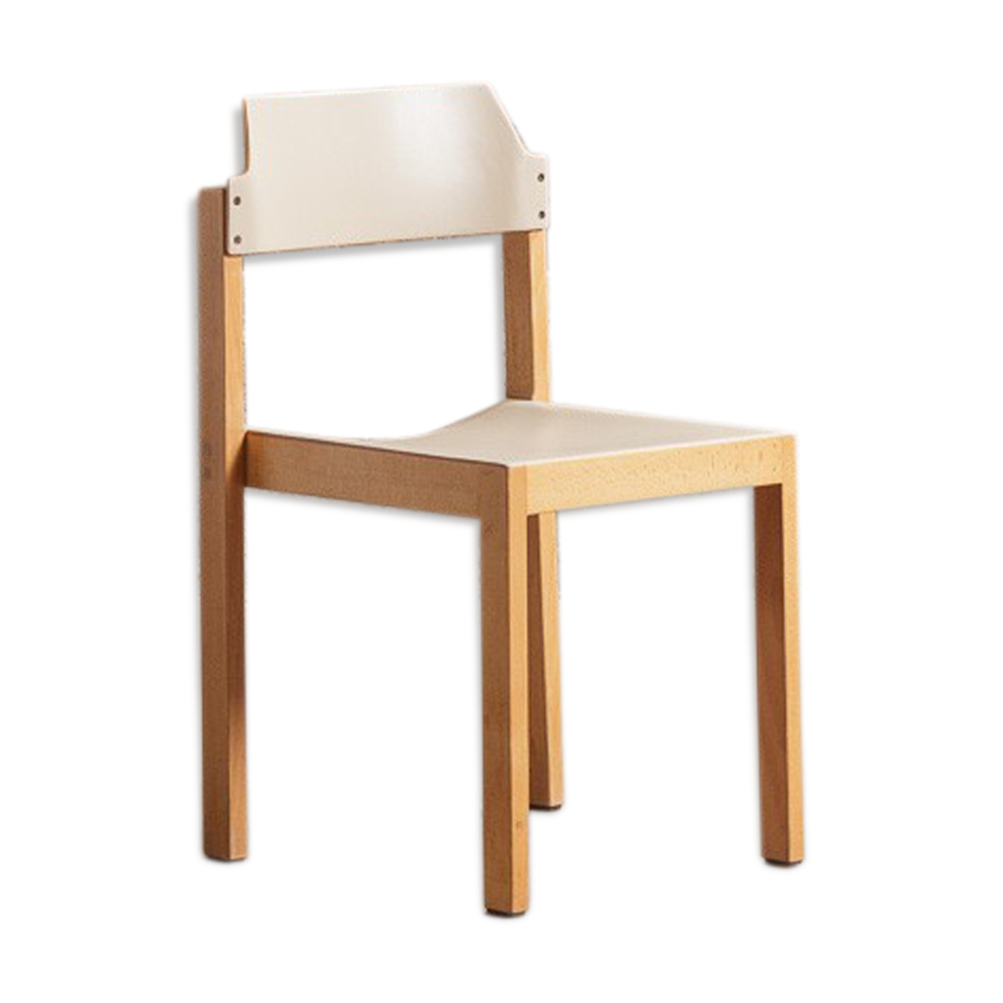 Massive beech chair, seated and restored back