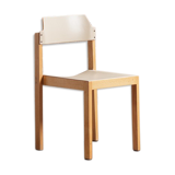 Massive beech chair, seated and restored back