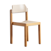 Massive beech chair, seated and restored back