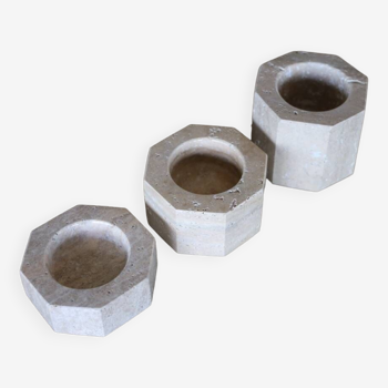 Travertine candle holders 3 pieces