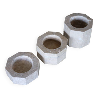 Travertine candle holders 3 pieces