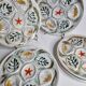 Set of 6 Pornic oyster plates, "PENEREF" model, hand painted, 25 cm