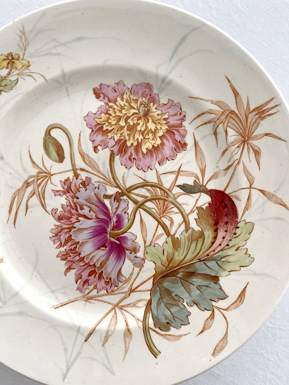 Low polychrome ironstone compote dish "Poppy" KG Lunéville