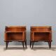 Pair of vintage bedside tables in exotic wood veneer, design, Italy, 1950s