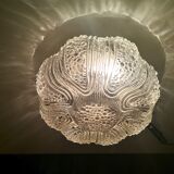 Portuguese mid century clear bubble glass bathroom flush mount light fixture lamp 1970s