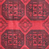 Red Burgundy Wool Handmade Afghan Rug, Large Geometric Carpet 164 x 237 cm