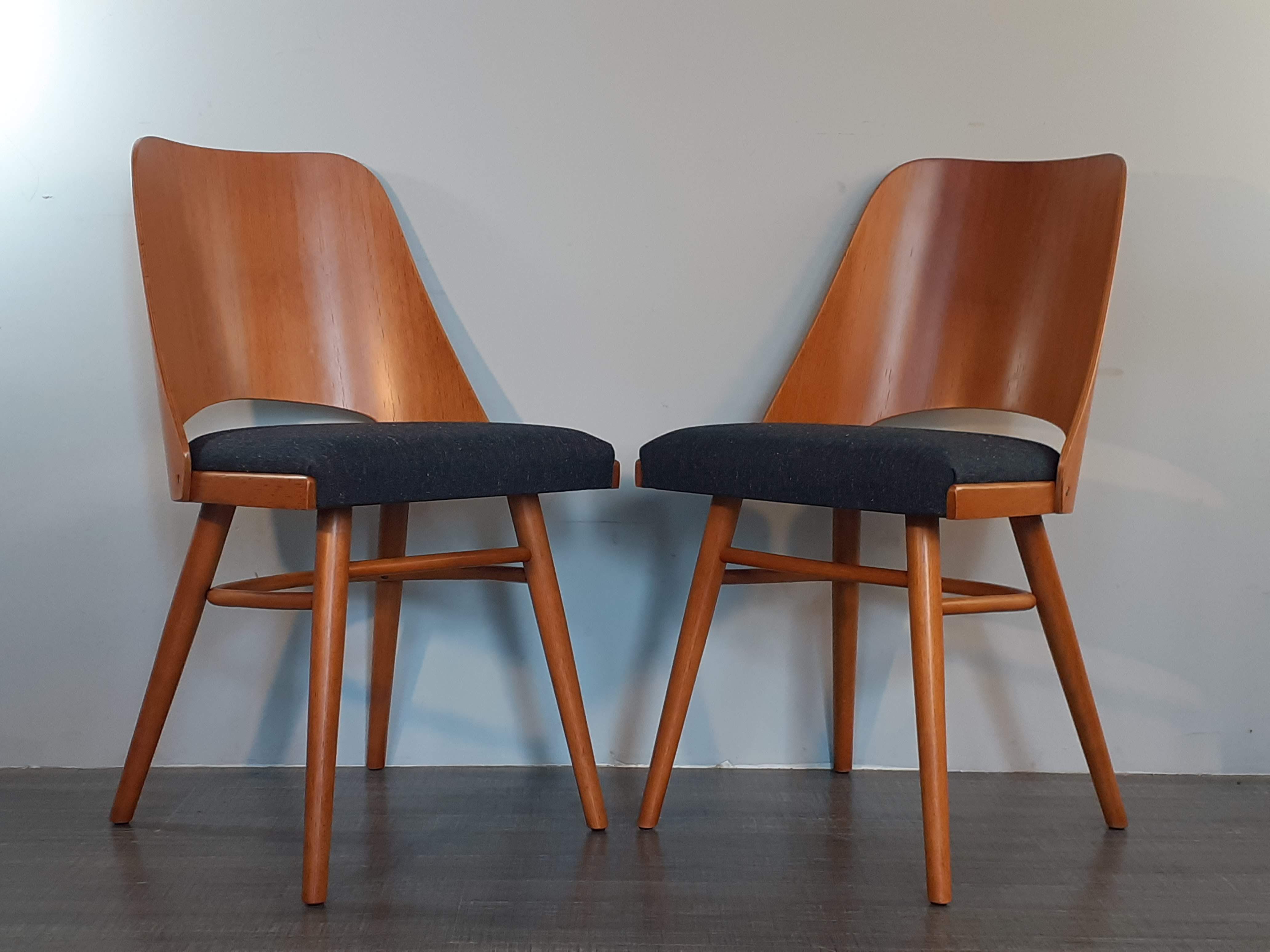 Set of 6 renovated chairs, design Oswald Haerdtl by Ton, Czech, 1960s