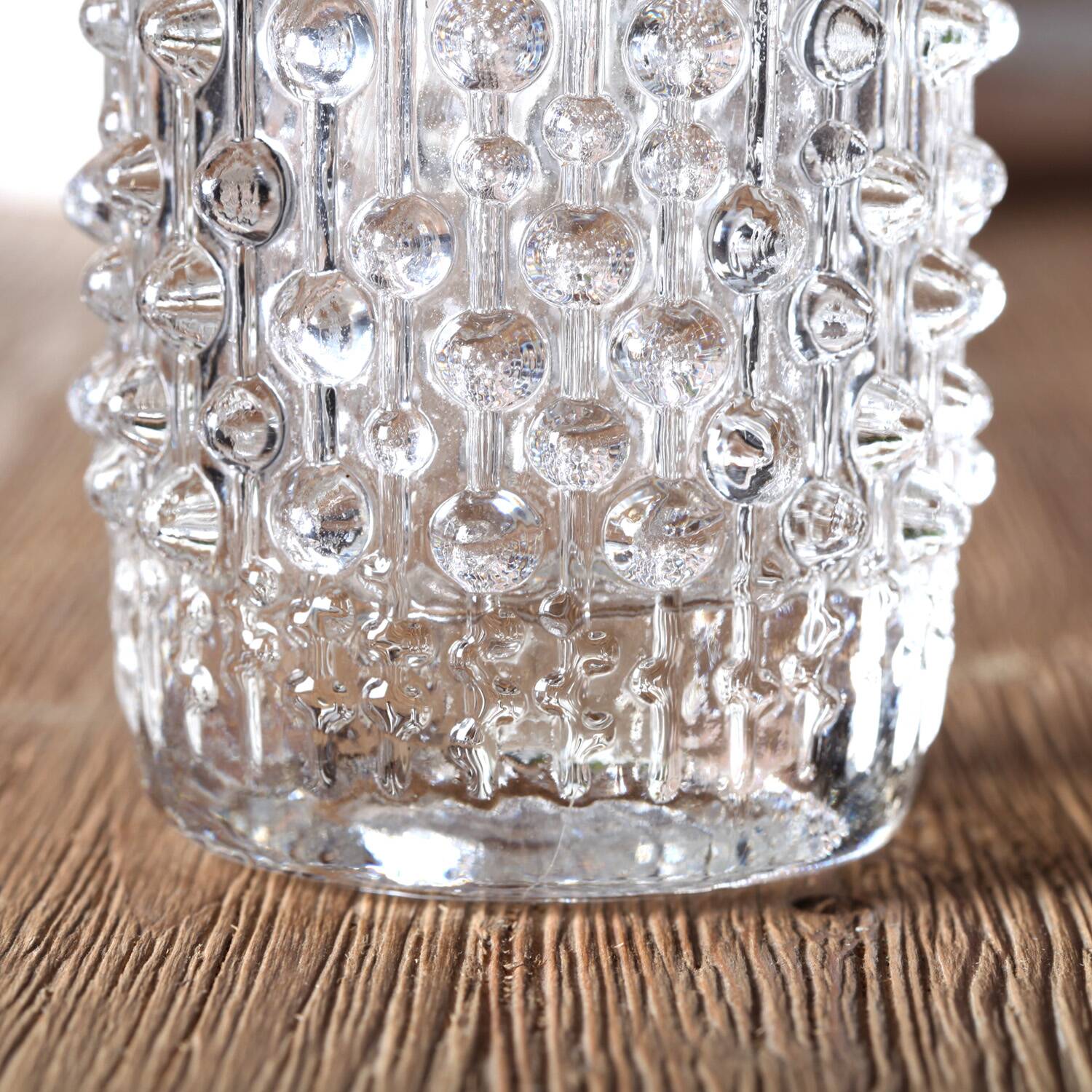 Vintage Clear Pressed Glass Vase: CandleWax Design, Czech Republic, 1972