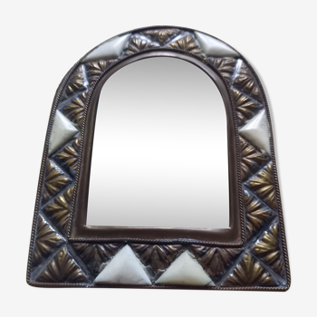 Small Moroccan mirror gilded brass 12x14cm