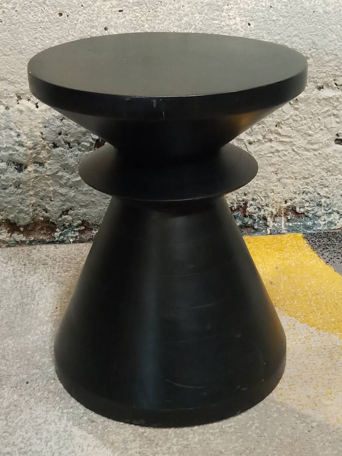 Black solid wood stool