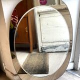 Beveled mirror, smoked glass frame, 1970