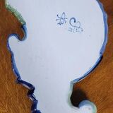 Glazed ceramic bouquetière painted with a lake landscape