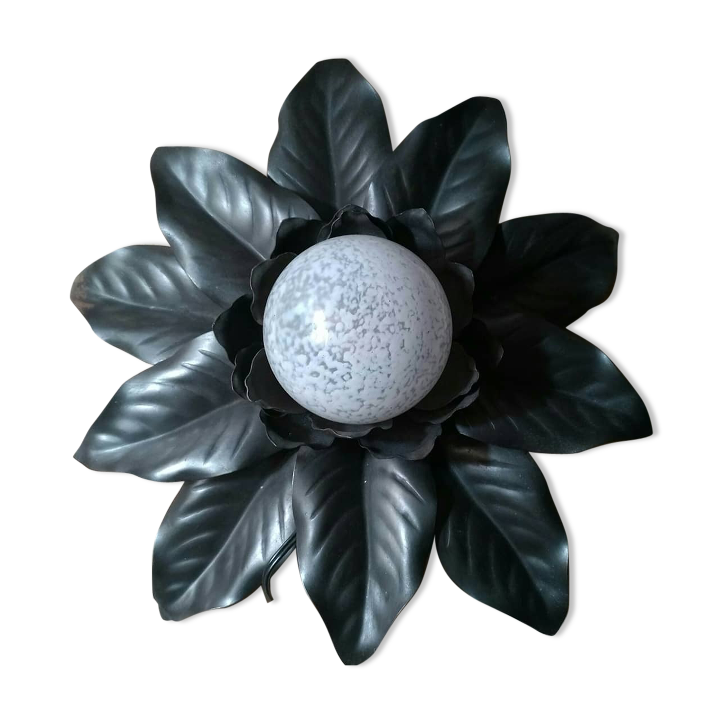 Vintage flower lamp globe in spotted glass