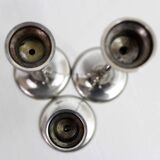 Set of 3 silver metal candle holders