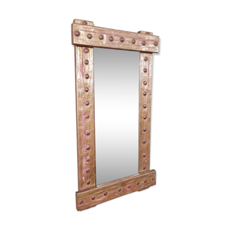 French copper studded design mirror - 70x38cm