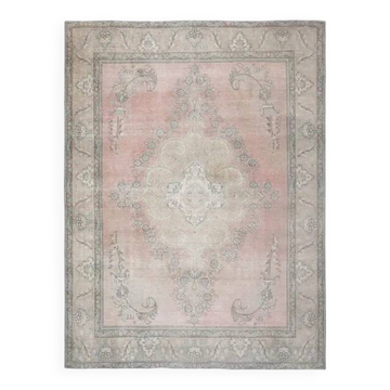 1970s Vintage Persian Handmade Wool Pink Area Rug 294x376