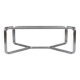 Chrome coffee table with a glass top.