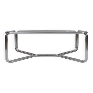Table basse chromée plateau en verre