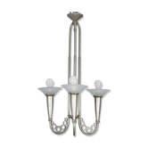 Lustre art déco circa 1930 en métal et verre