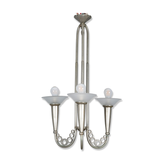 Art Deco chandelier circa 1930 in metal and glass