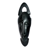 Masque africaine en bois d'ébène - sculpture tête barbue afrique ethnique 20.5 x 6.5