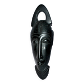African mask in ebony wood - bearded head sculpture ethnic africa 20.5 x 6.5