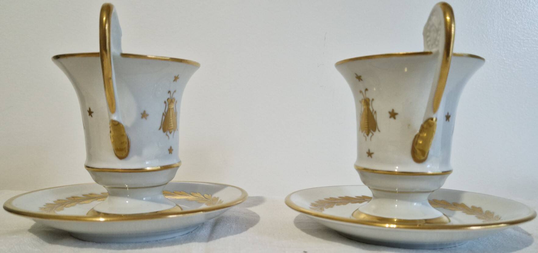 Paire de tasses litron d'époque Second Empire Décor impérial Napoléon Ier