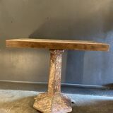 Industrial console cast iron and oak tray