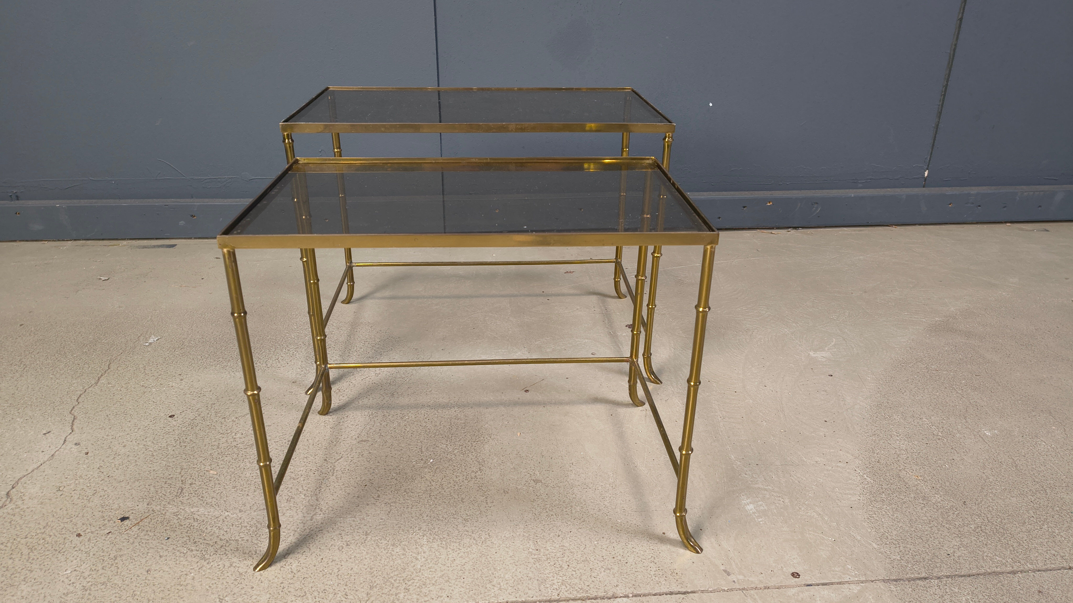 Brass faux bamboo nesting tables, 1960s