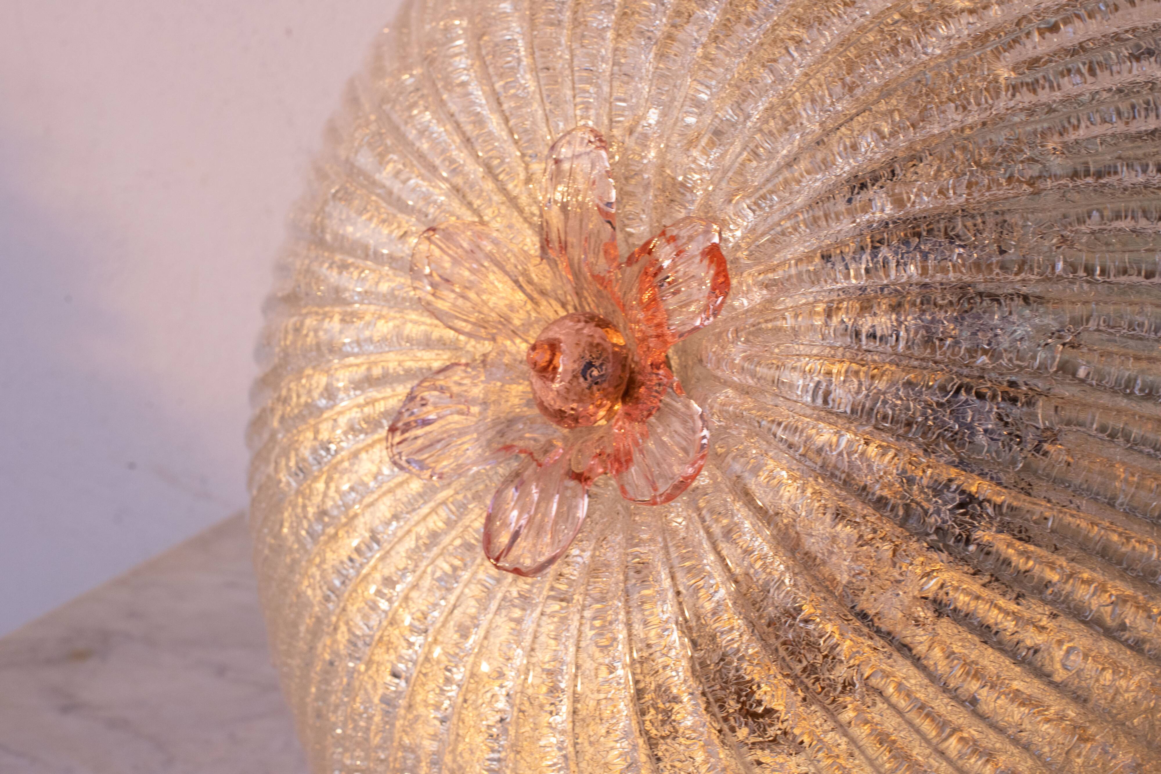 Large size iitalian pink and murano glass ceiling flower