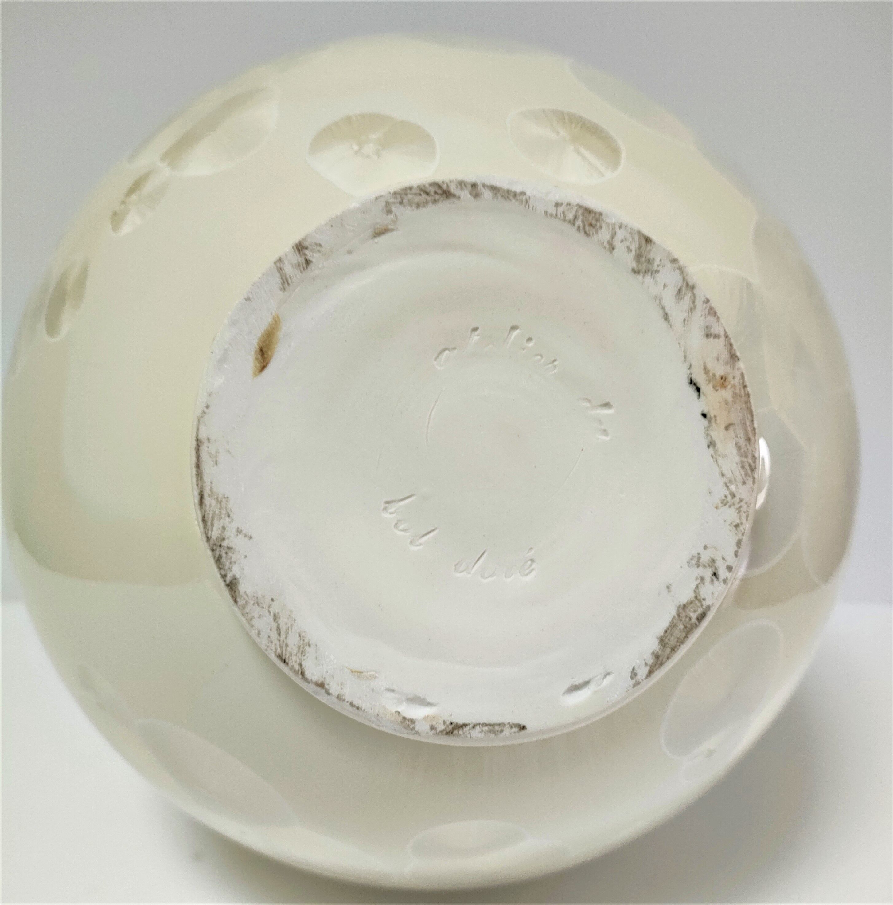 Ceramic vase with crystallizations by Bernard Guipouy stamped
