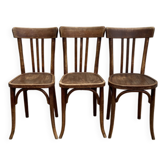 Set of 3 antique bistro chairs