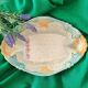 Rare and exquisite oval asparagus dish in Barbotine earthenware (majolica).