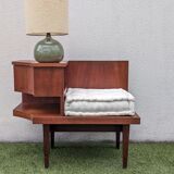 Vintage 1960s teak telephone hall bench