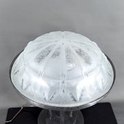 Important Art Deco Wrought Iron Lamp with Starry Glass Dome, c. 1930