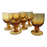 7 Verres à pieds ambre