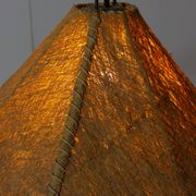 Italian wood arc floor lamp in rattan, 1970s