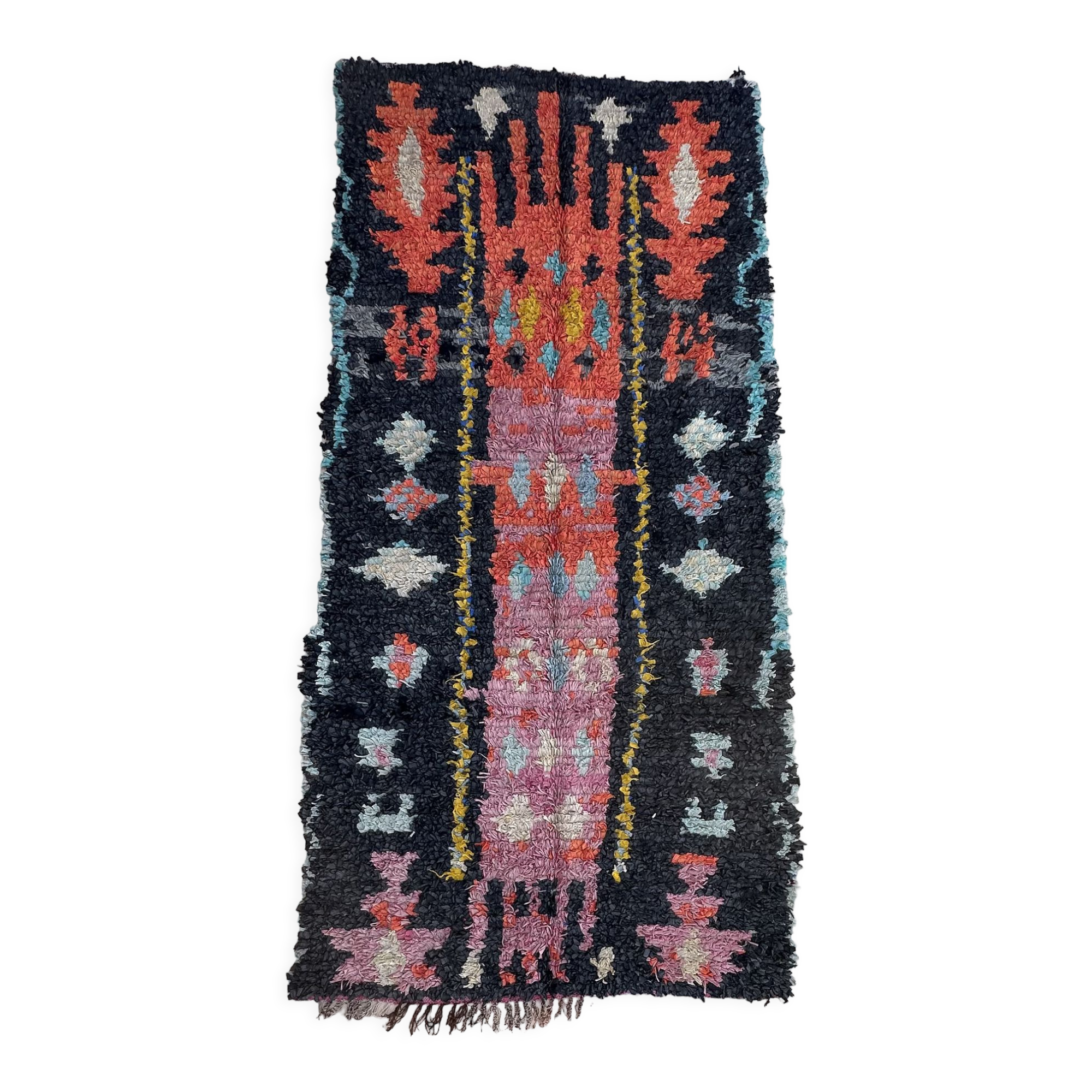 Berber carpet Boucherouite 126 x 269 cm