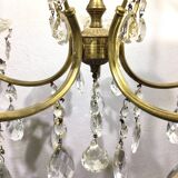 Lustre 5 lumières en laiton et pampilles