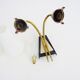 Pair of brass wall lights with double white tube lights. 70s