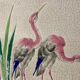 Longwy, old tile earthenware under flat decoration herons nineteenth