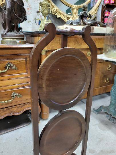 Folding mahogany cake stand