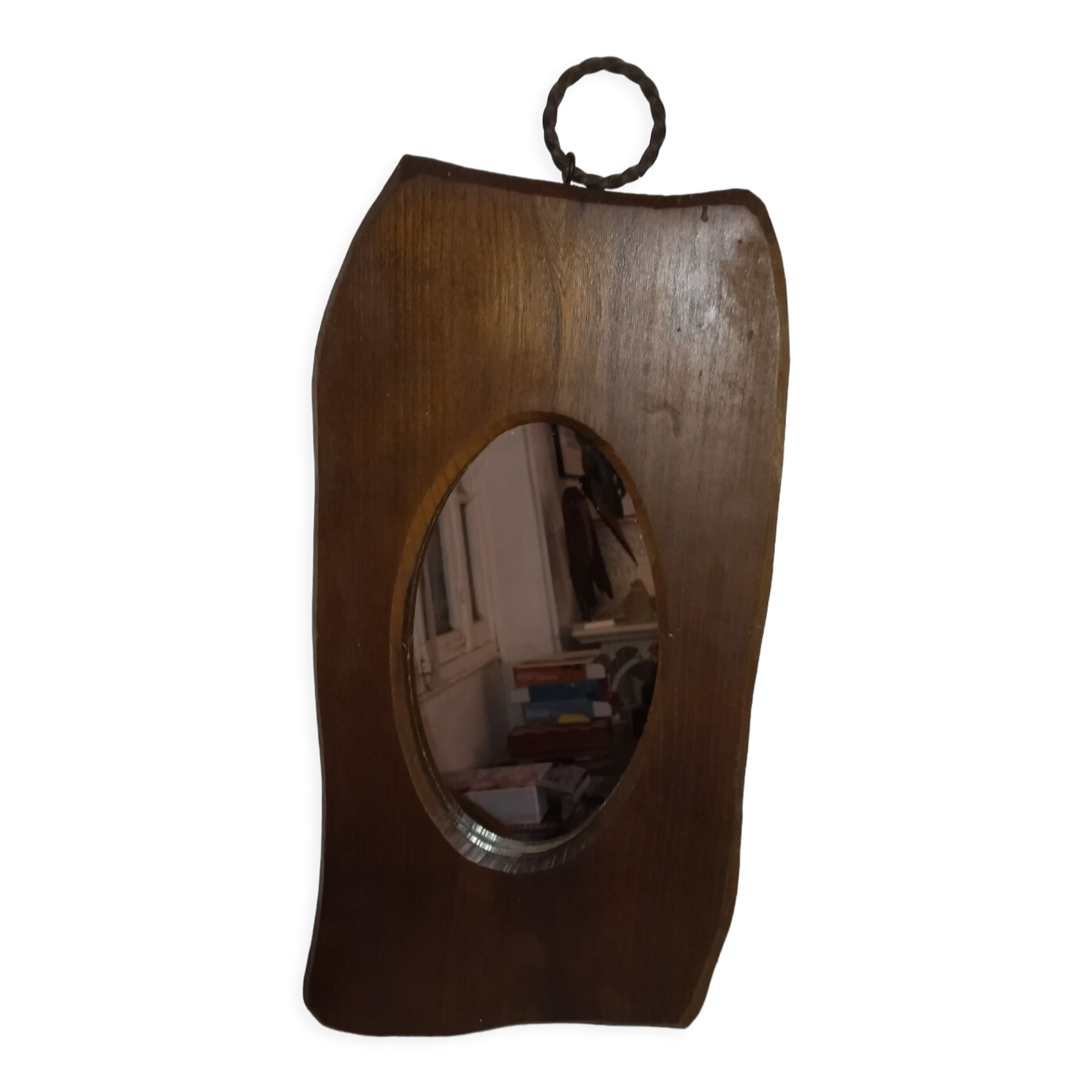Miroir années 50 cadre bois forme libre