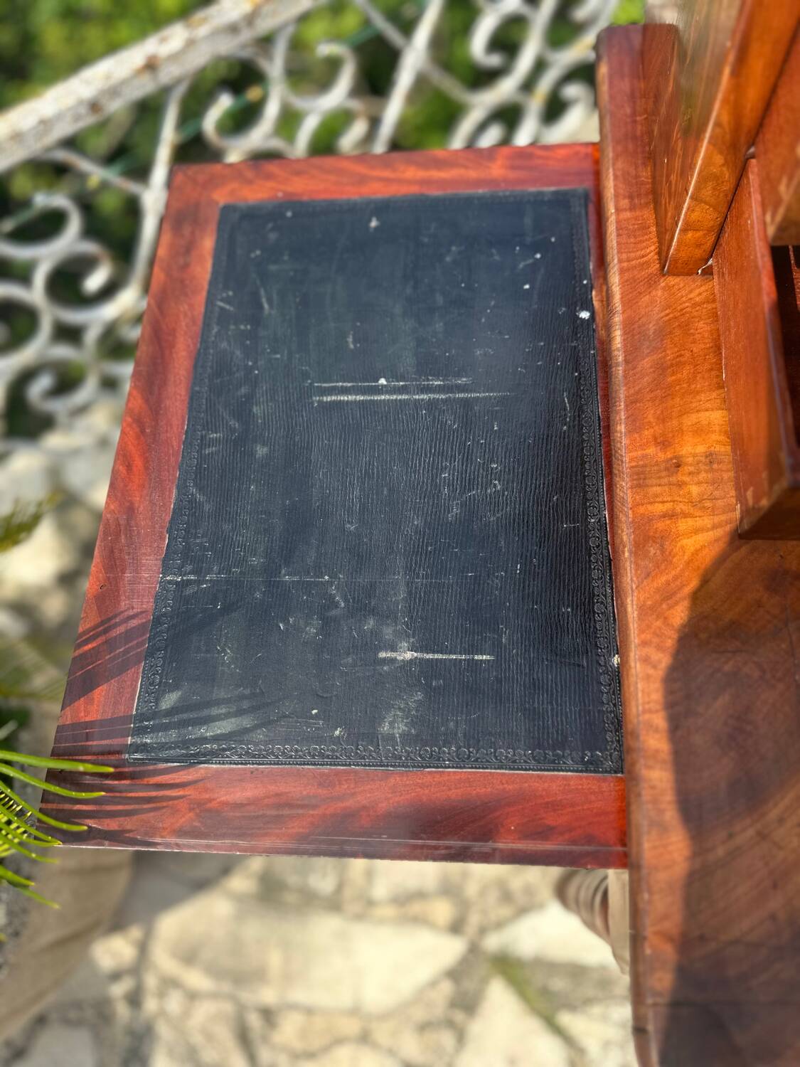 19th century flamed mahogany stepped desk